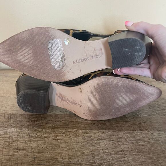 Size 8 Sole Society Cheetah Print Cow Hair Booties ankle shoes - Picture 6 of 7